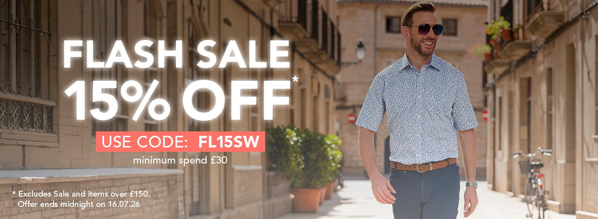 Flash offer - save 15% off full price items. Use code: FL15SW